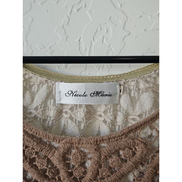 Y2k Nicole Marie Crochet Lace Mini Dress SZ Small Boho Coastal Cowgirl Beachy - Picture 3 of 8